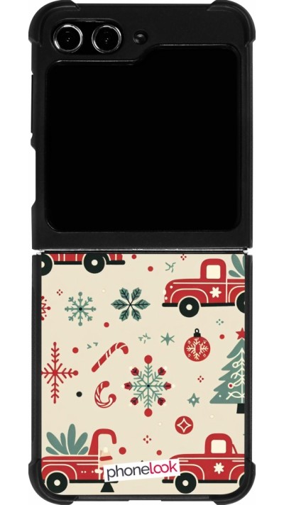 Samsung Galaxy Z Flip5 Case Hülle - Silikon schwarz Weihnachten 2024 Lkw Tanne