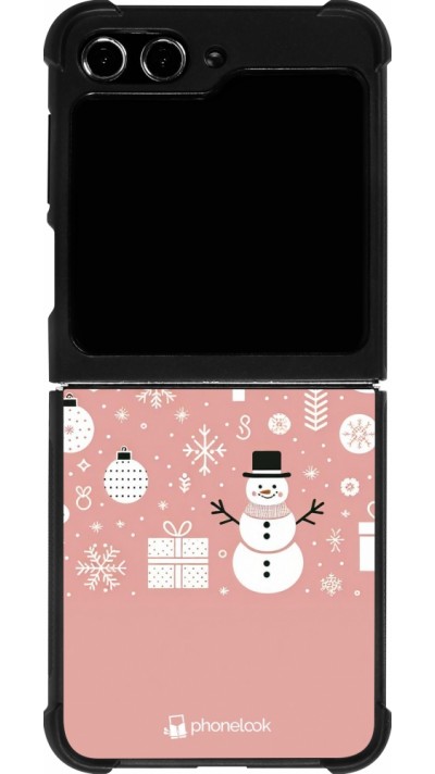 Samsung Galaxy Z Flip5 Case Hülle - Silikon schwarz Weihnachten 2024 Rose Schneemann Weihnachten