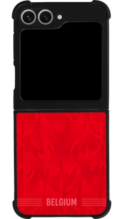 Coque Samsung Galaxy Z Flip6 - Silicone rigide noir Maillot de football Belgique 2026 personnalisable