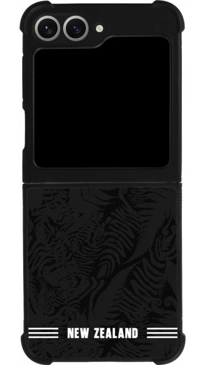 Coque Samsung Galaxy Z Flip6 - Silicone rigide noir Maillot de football Nouvelle-Zélande 2026 personnalisable