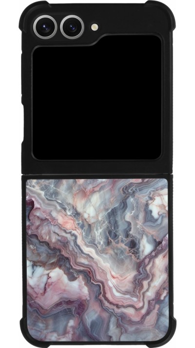Samsung Galaxy Z Flip6 Case Hülle - Silikon schwarz Violetter silberner Marmor