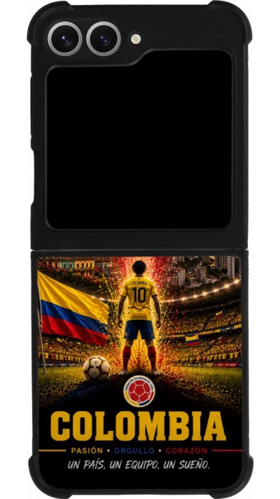 Coque Samsung Galaxy Z Flip6 - Silicone rigide noir Football Colombie splash 2026