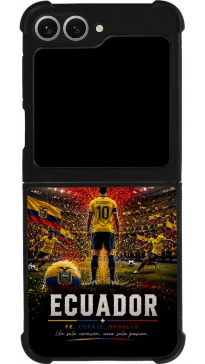 Coque Samsung Galaxy Z Flip6 - Silicone rigide noir Football Équateur splash 2026