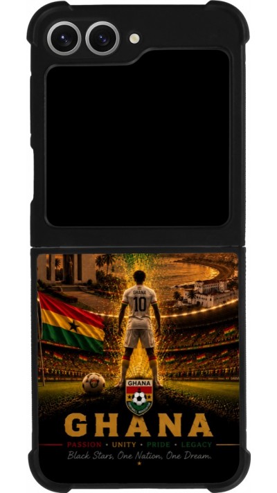 Coque Samsung Galaxy Z Flip6 - Silicone rigide noir Football Ghana splash 2026