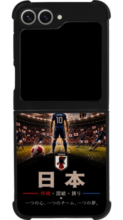 Coque Samsung Galaxy Z Flip6 - Silicone rigide noir Football Japon splash 2026