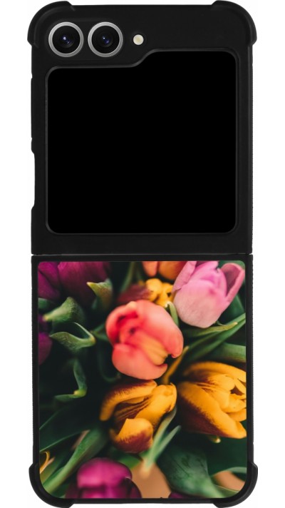 Samsung Galaxy Z Flip6 Case Hülle - Silikon schwarz Bouquet of tulips Spring 2026