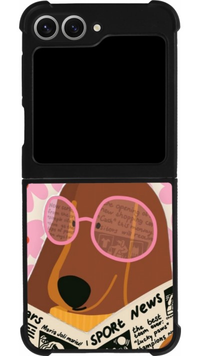 Samsung Galaxy Z Flip6 Case Hülle - Silikon schwarz Dog with newspaper Spring 2026