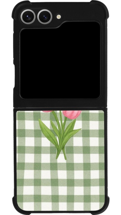 Samsung Galaxy Z Flip6 Case Hülle - Silikon schwarz Green vichy tulips Spring 2026