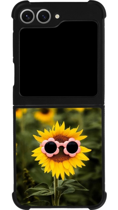 Samsung Galaxy Z Flip6 Case Hülle - Silikon schwarz Sunflower with glasses Spring 2026