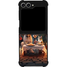 Samsung Galaxy Z Flip6 Case Hülle - Silikon schwarz Valentin 2024 Hund & Katze Kerzenlicht