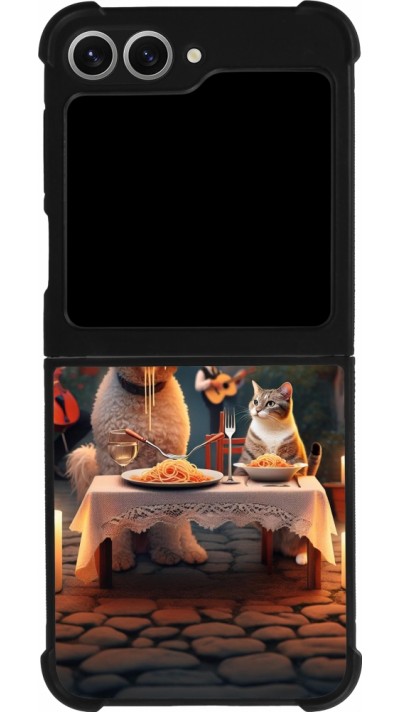 Coque Samsung Galaxy Z Flip6 - Silicone rigide noir Valentine 2024 Dog & Cat Candlelight