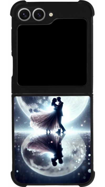 Coque Samsung Galaxy Z Flip6 - Silicone rigide noir Valentine 2024 Love under the moon