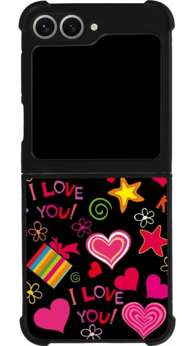 Samsung Galaxy Z Flip6 Case Hülle - Silikon schwarz Valentine 2023 love symbols
