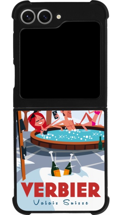 Coque Samsung Galaxy Z Flip6 - Silicone rigide noir Verbier Mountain Jacuzzi