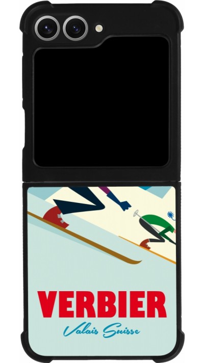 Coque Samsung Galaxy Z Flip6 - Silicone rigide noir Verbier Ski Downhill