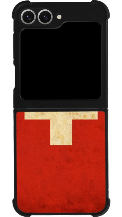Coque Samsung Galaxy Z Flip6 - Silicone rigide noir Vintage Flag SWISS