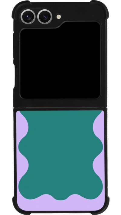 Coque Samsung Galaxy Z Flip6 - Silicone rigide noir Wavy Rectangle Green Purple
