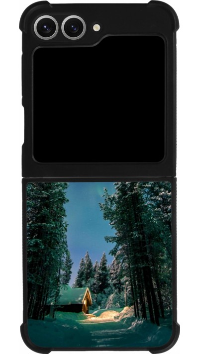 Coque Samsung Galaxy Z Flip6 - Silicone rigide noir Winter 22 Northern Lights