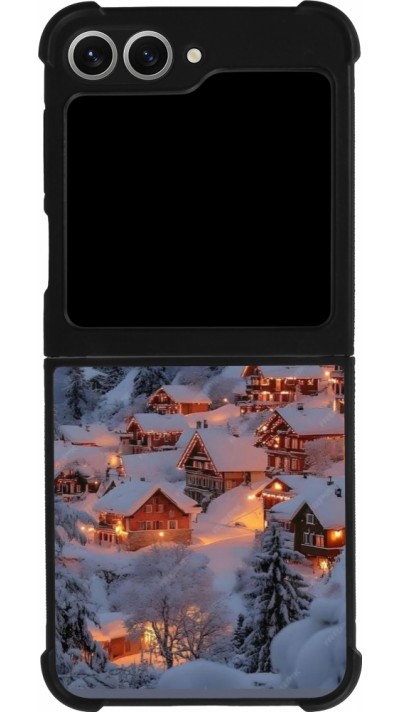 Coque Samsung Galaxy Z Flip6 - Silicone rigide noir Winter 25 Winter snowy village