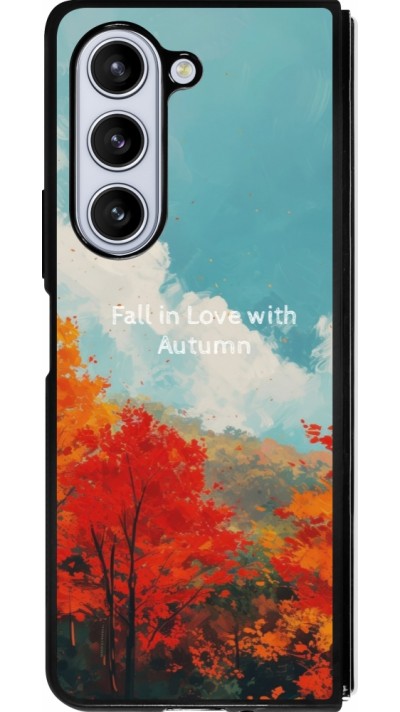 Coque Samsung Galaxy Z Fold5 - Silicone rigide noir Autumn 25 Fall in love
