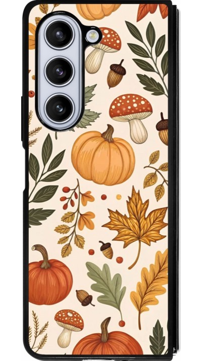 Coque Samsung Galaxy Z Fold5 - Silicone rigide noir Autumn 25 Autumn pattern