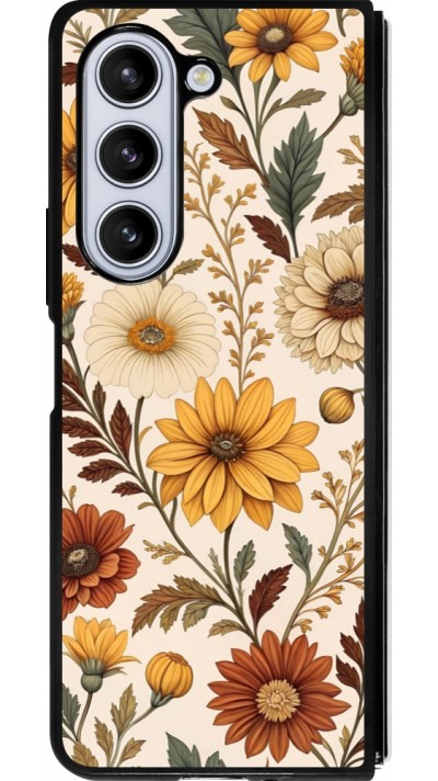 Coque Samsung Galaxy Z Fold5 - Silicone rigide noir Autumn 25 Flower pattern