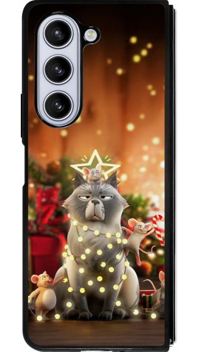 Samsung Galaxy Z Fold5 Case Hülle - Silikon schwarz Christmas 25 Xmas Cat