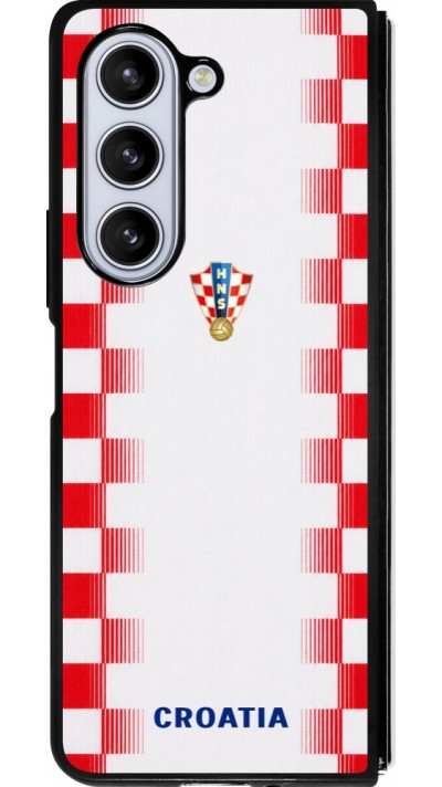 Coque Samsung Galaxy Z Fold5 - Silicone rigide noir Maillot de football Croatie 2026 personnalisable