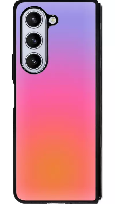 Coque Samsung Galaxy Z Fold5 - Silicone rigide noir Orange Pink Blue Gradient