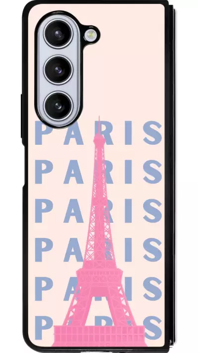 Coque Samsung Galaxy Z Fold5 - Silicone rigide noir Paris Pink Print
