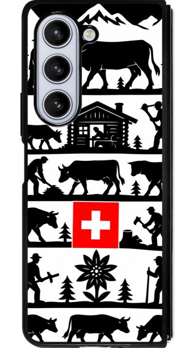 Coque Samsung Galaxy Z Fold5 - Silicone rigide noir Poya Suisse 1
