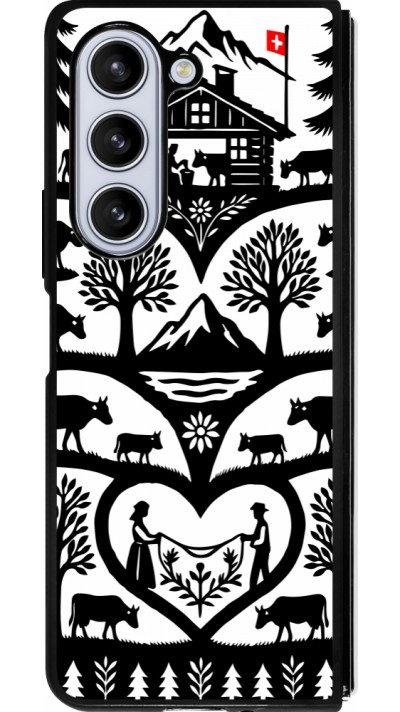 Coque Samsung Galaxy Z Fold5 - Silicone rigide noir Poya Suisse 2
