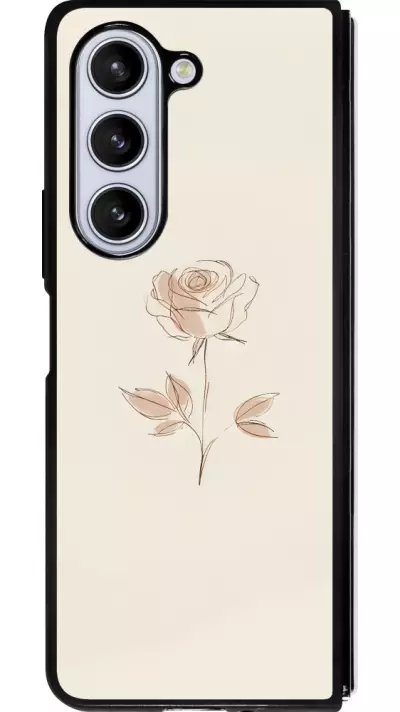 Coque Samsung Galaxy Z Fold5 - Silicone rigide noir Sable Rose Minimaliste