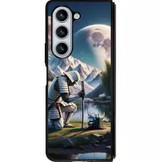 Coque Samsung Galaxy Z Fold5 - Silicone rigide noir Samurai Katana Lune
