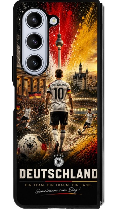 Coque Samsung Galaxy Z Fold5 - Silicone rigide noir Football Allemagne splash 2026