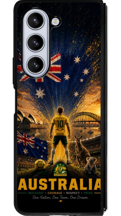 Coque Samsung Galaxy Z Fold5 - Silicone rigide noir Football Australie splash 2026
