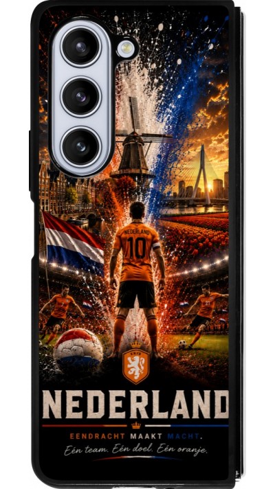 Coque Samsung Galaxy Z Fold5 - Silicone rigide noir Football Pays-Bas splash 2026