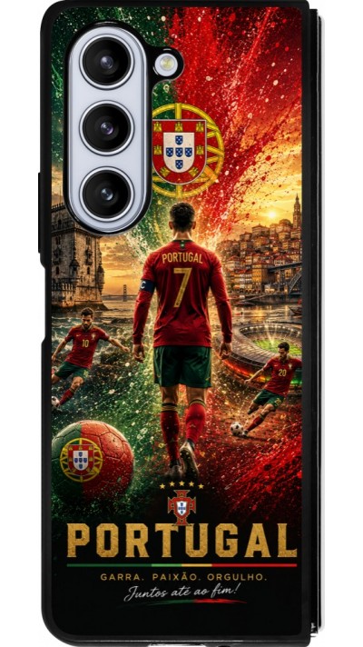 Coque Samsung Galaxy Z Fold5 - Silicone rigide noir Football Portugal splash 2026