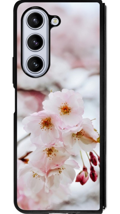 Coque Samsung Galaxy Z Fold5 - Silicone rigide noir Cherry tree Spring 2026