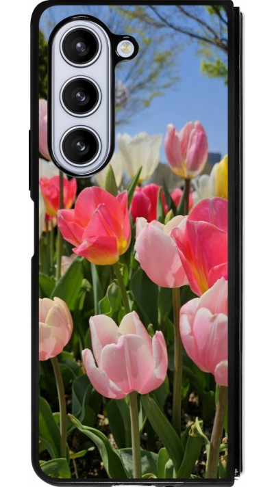 Coque Samsung Galaxy Z Fold5 - Silicone rigide noir Tulips Spring 2026