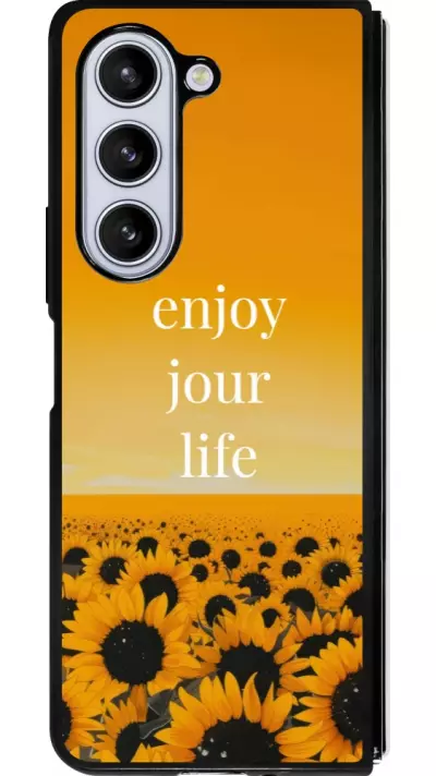 Coque Samsung Galaxy Z Fold5 - Silicone rigide noir Summer 2025 Enjoy your life