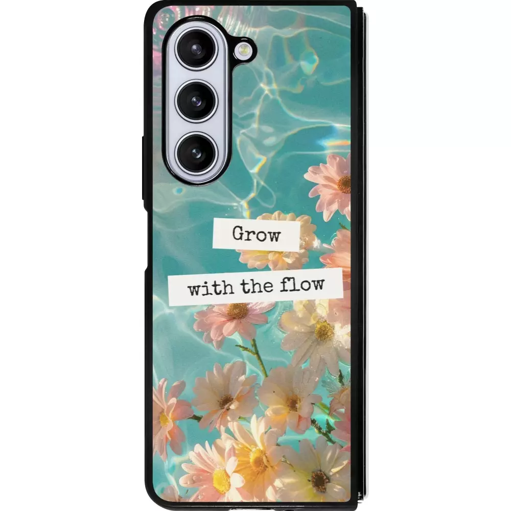 Coque Samsung Galaxy Z Fold5 - Silicone rigide noir Summer 2025 Grow with the flow