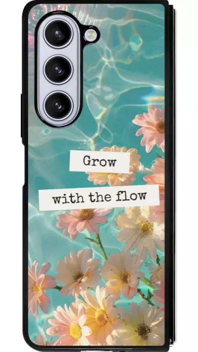 Coque Samsung Galaxy Z Fold5 - Silicone rigide noir Summer 2025 Grow with the flow