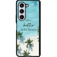 Coque Samsung Galaxy Z Fold5 - Silicone rigide noir Summer 2025 Life is better at the beach