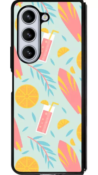 Coque Samsung Galaxy Z Fold5 - Silicone rigide noir Summer 2025 Pattern citron