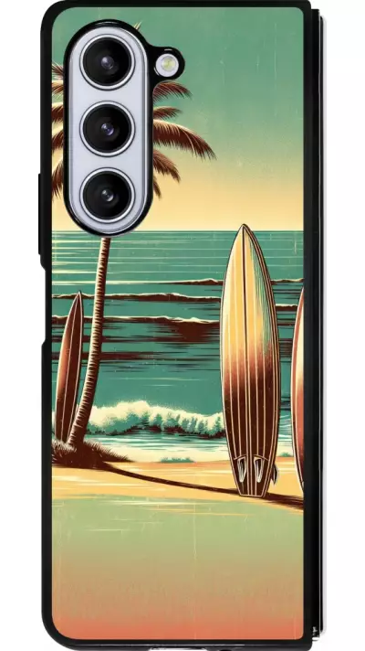 Coque Samsung Galaxy Z Fold5 - Silicone rigide noir Surf Paradise