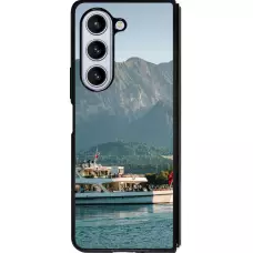 Coque Samsung Galaxy Z Fold5 - Silicone rigide noir Fête Nationale Suisse Bateau Leman