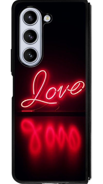 Samsung Galaxy Z Fold5 Case Hülle - Silikon schwarz Valentine 2025 Neon Liebe