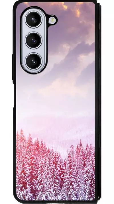 Coque Samsung Galaxy Z Fold5 - Silicone rigide noir Winter 22 Pink Forest