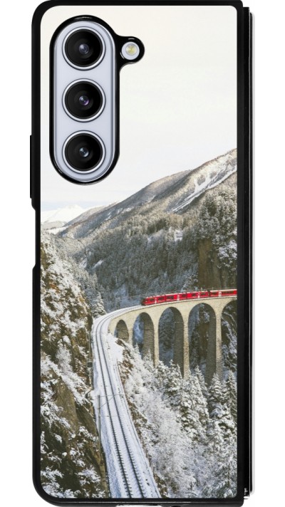 Samsung Galaxy Z Fold5 Case Hülle - Silikon schwarz Winter 25 Winter polar express